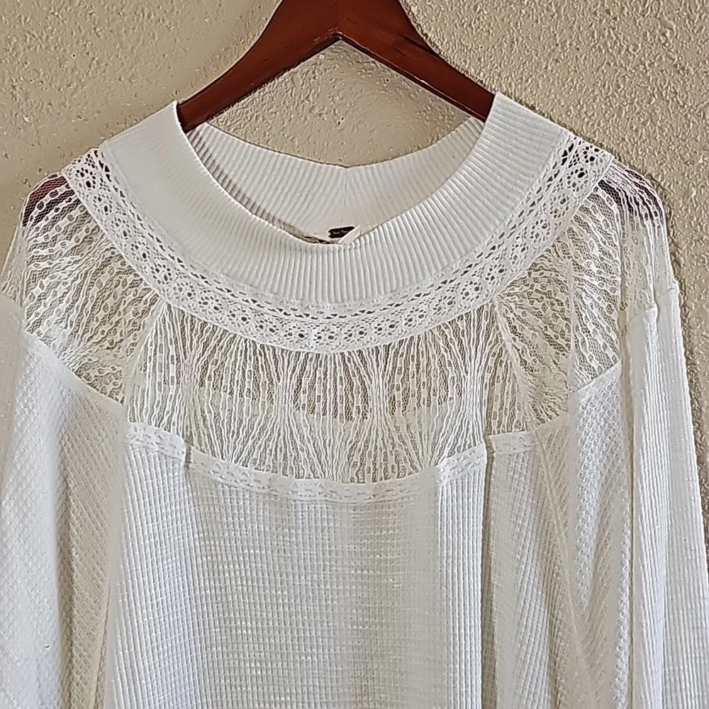 Free People White Thermal Top